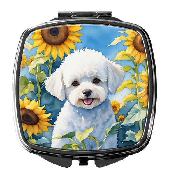 Bichon Frise in Sunflowers Compact Decorative Travel Makeup Mirror product image at NuMercy