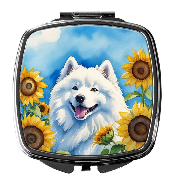 Samoyed in Sunflowers Compact Decorative Travel Makeup Mirror DAC6153 product image at NuMercy