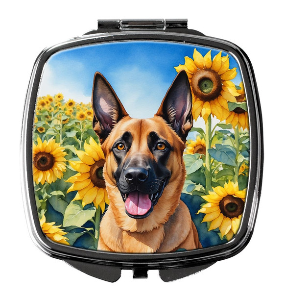 Belgian Malinois in Sunflowers Compact Decorative Travel Makeup Mirror product image at NuMercy