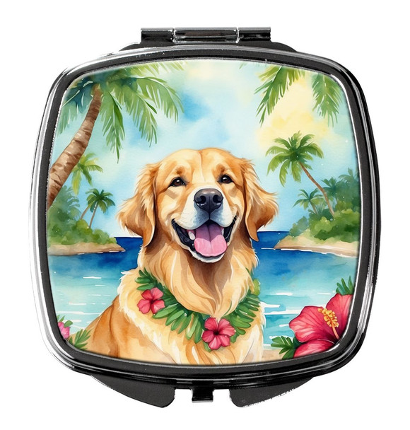 Golden Retriever Luau Compact Decorative Travel Makeup Mirror product image at NuMercy