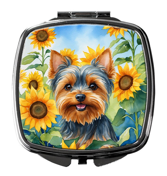 Yorkshire Terrier in Sunflowers Compact Decorative Travel Makeup Mirror product image at NuMercy