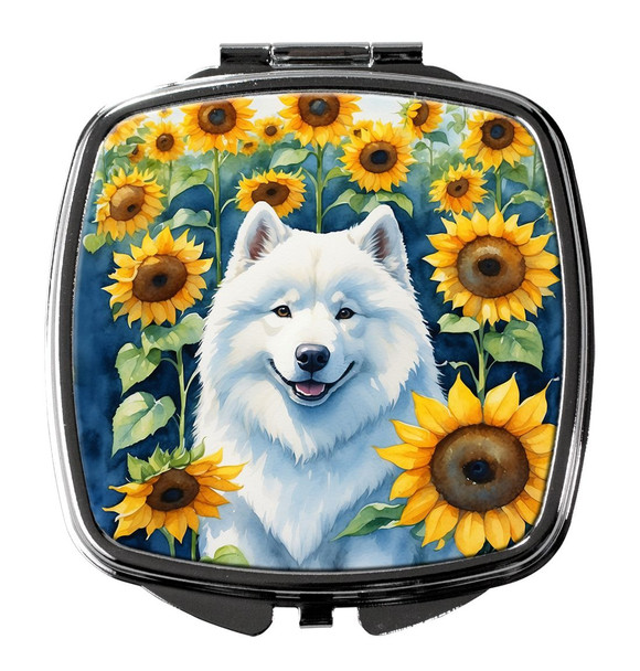 Samoyed in Sunflowers Compact Decorative Travel Makeup Mirror DAC6154 product image at 