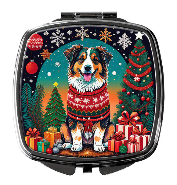 Australian Shepherd Christmas Compact Decorative Travel Makeup Mirror product image at 