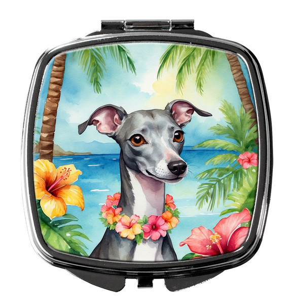 Italian Greyhound Luau Compact Decorative Travel Makeup Mirror product image at NuMercy