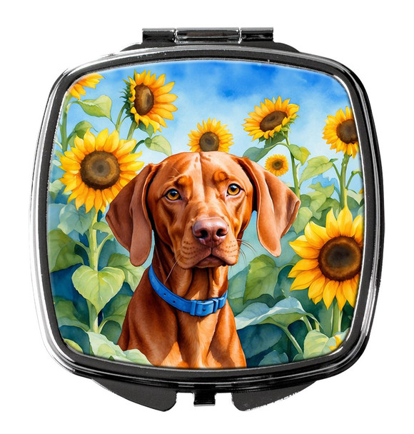 Vizsla in Sunflowers Compact Decorative Travel Makeup Mirror product image at 