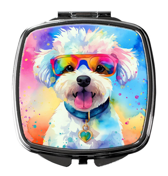 Bichon Frise Hippie Dawg Compact Decorative Travel Makeup Mirror DAC2462 product image at 