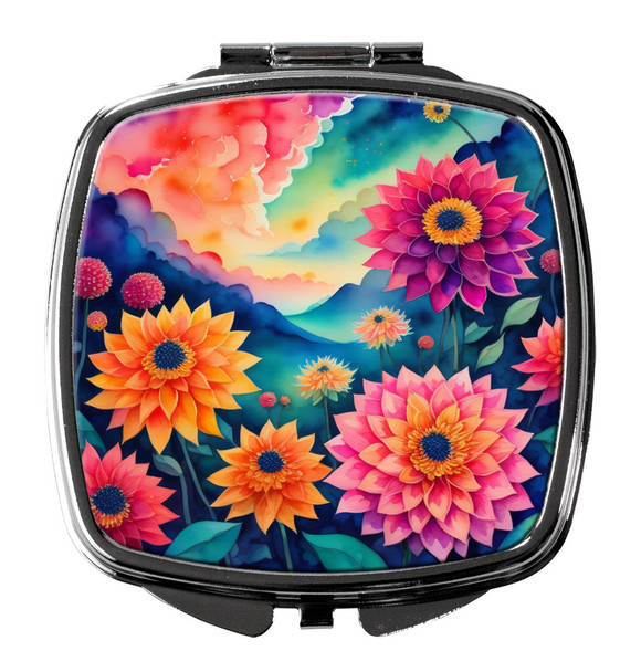 Colorful Dahlias Compact Decorative Travel Makeup Mirror DAC1948 product image at NuMercy
