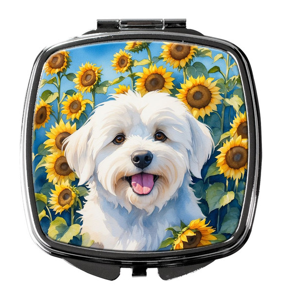 Coton de Tulear in Sunflowers Compact Decorative Travel Makeup Mirror product image at NuMercy