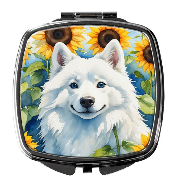 American Eskimo in Sunflowers Compact Decorative Travel Makeup Mirror product image at NuMercy