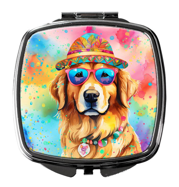 Golden Retriever Hippie Dawg Compact Decorative Travel Makeup Mirror DAC2514 product image at NuMercy