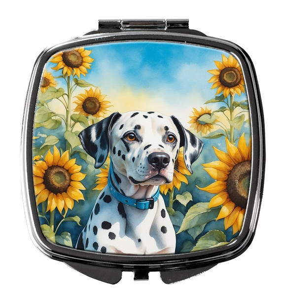 Dalmatian in Sunflowers Compact Decorative Travel Makeup Mirror product image at NuMercy