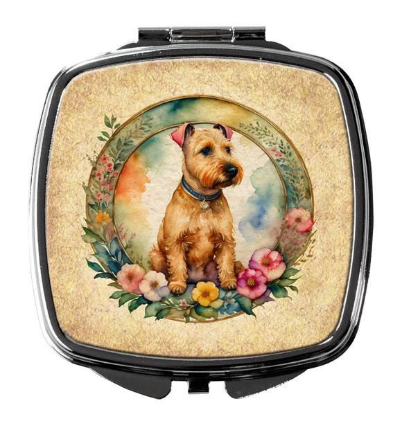 Lakeland Terrier and Flowers Compact Decorative Travel Makeup Mirror product image at NuMercy