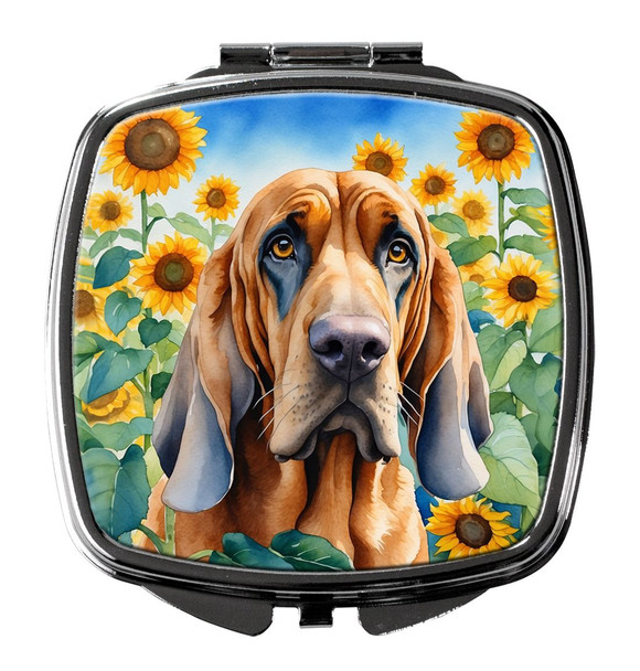 Bloodhound in Sunflowers Compact Decorative Travel Makeup Mirror product image at NuMercy