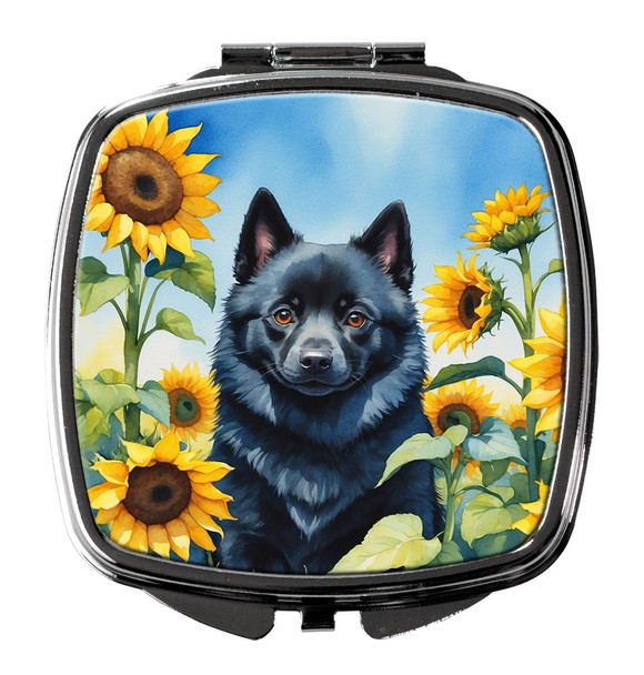 Schipperke in Sunflowers Compact Decorative Travel Makeup Mirror product image at NuMercy