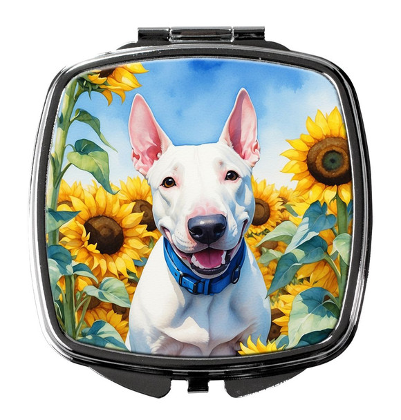 English Bull Terrier in Sunflowers Compact Decorative Travel Makeup Mirror DAC6071 product image at NuMercy