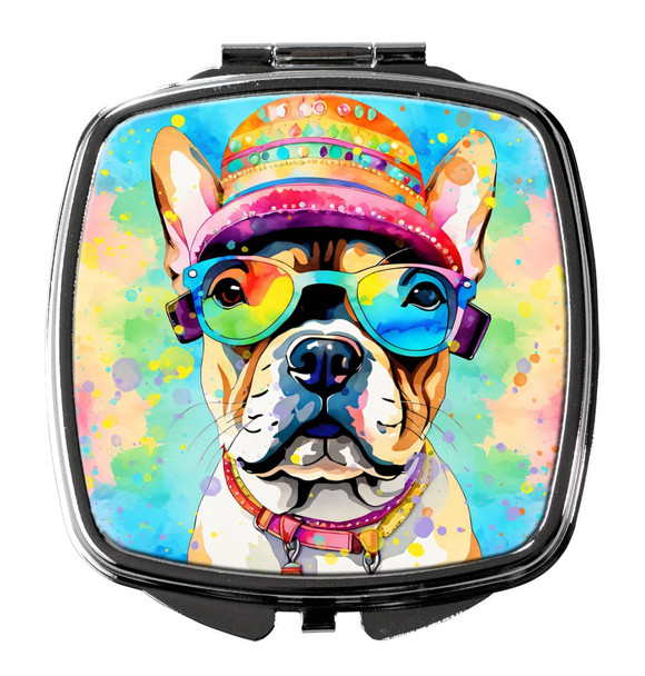 French Bulldog Hippie Dawg Compact Decorative Travel Makeup Mirror DAC2508 product image at NuMercy