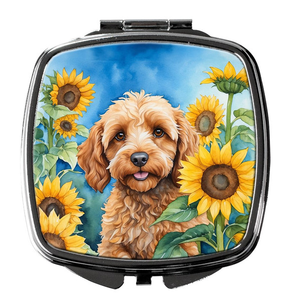 Cockapoo in Sunflowers Compact Decorative Travel Makeup Mirror product image at NuMercy