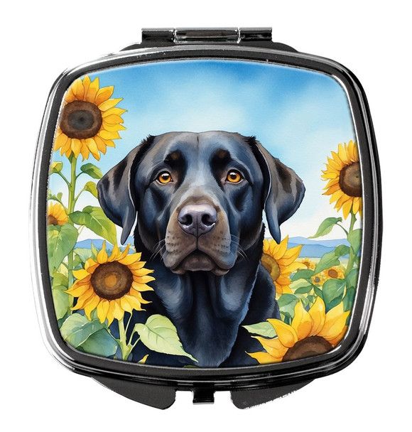 Labrador Retriever in Sunflowers Compact Decorative Travel Makeup Mirror DAC6109 product image at NuMercy
