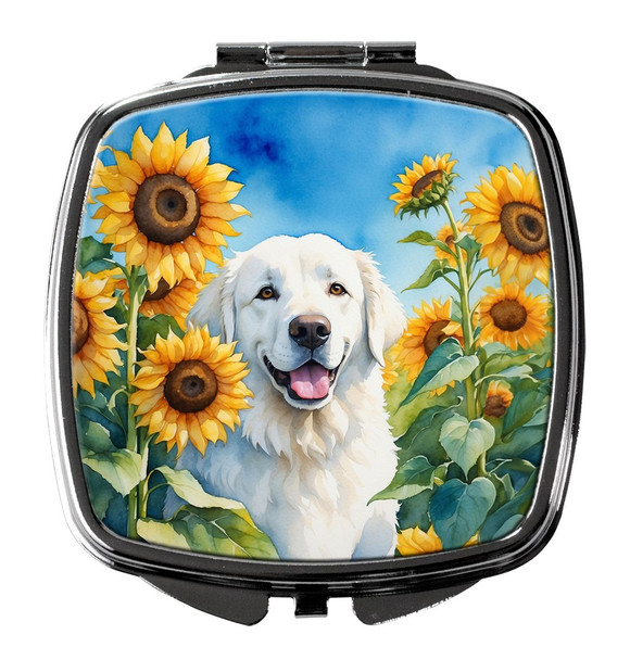Kuvasz in Sunflowers Compact Decorative Travel Makeup Mirror product image at NuMercy