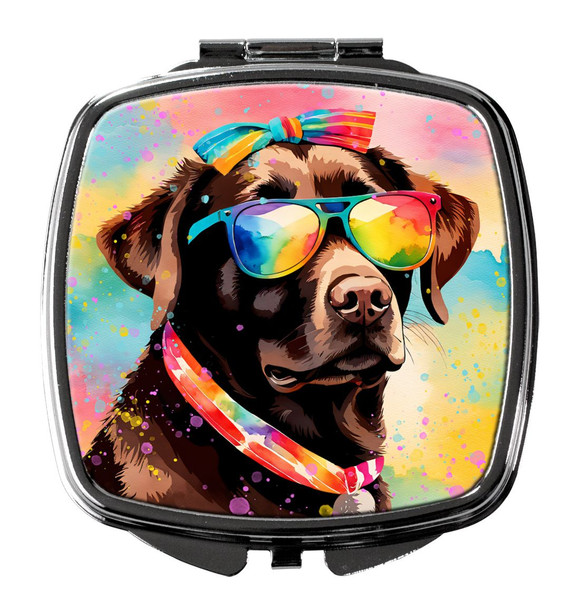 Chocolate Labrador Hippie Dawg Compact Decorative Travel Makeup Mirror DAC2524 product image at NuMercy