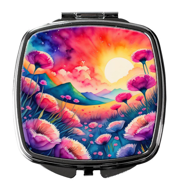 Colorful Dianthus Compact Decorative Travel Makeup Mirror product image at NuMercy