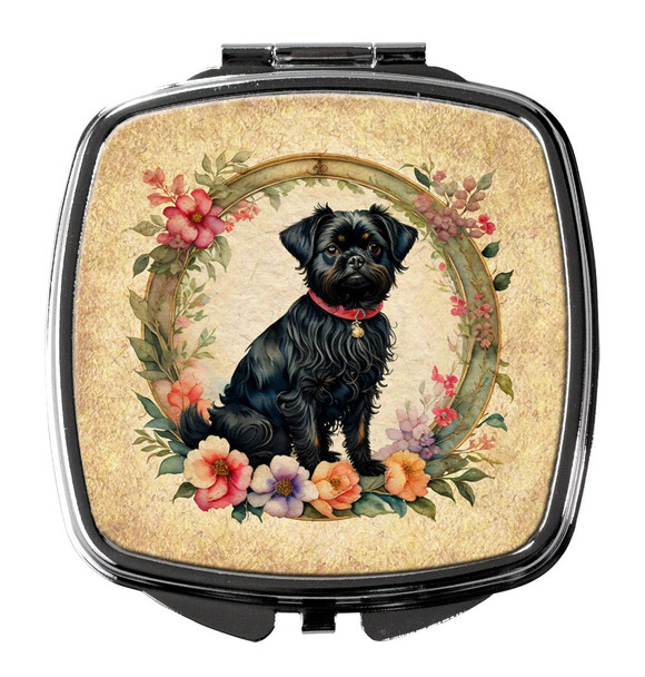 Affenpinscher and Flowers Compact Decorative Travel Makeup Mirror product image at NuMercy