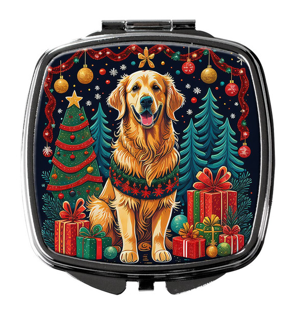 Golden Retriever Christmas Compact Decorative Travel Makeup Mirror product image at NuMercy