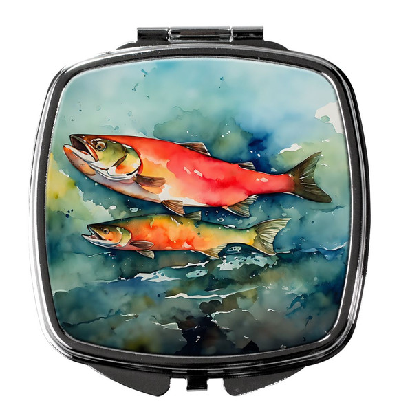 Salmon Compact Decorative Travel Makeup Mirror DAC2818 product image at NuMercy