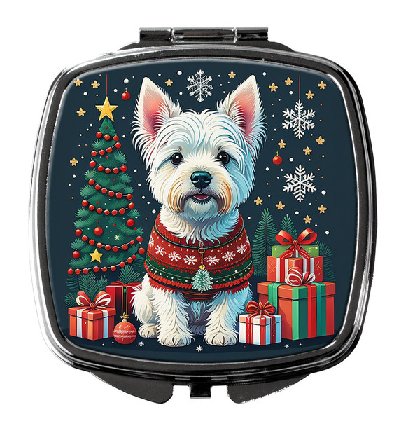 Westie Christmas Compact Decorative Travel Makeup Mirror product image at NuMercy