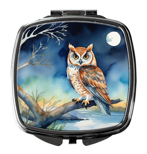 Owl Perched in Coastal Tree Compact Decorative Travel Makeup Mirror DAC7531 product image at NuMercy
