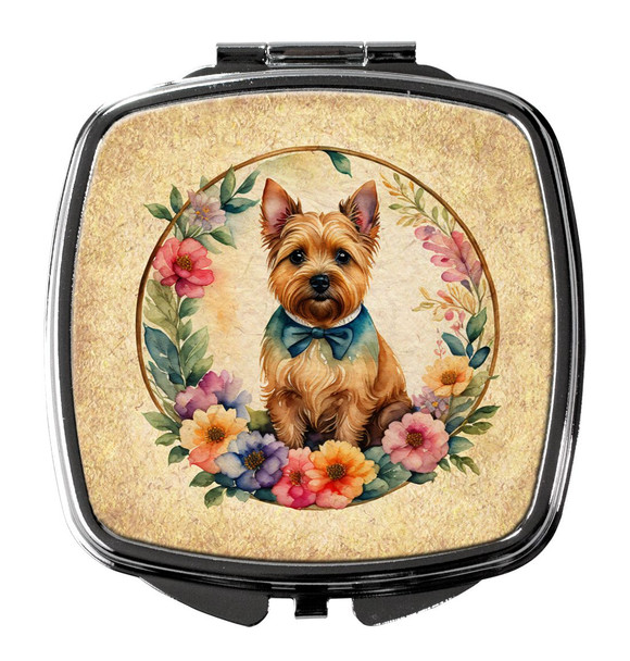 Norwich Terrier and Flowers Compact Decorative Travel Makeup Mirror product image at NuMercy
