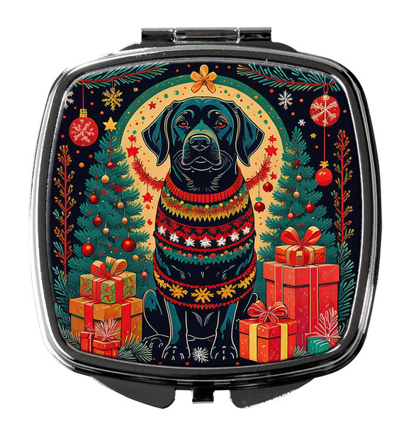 Black Labrador Retriever Christmas Compact Decorative Travel Makeup Mirror product image at NuMercy