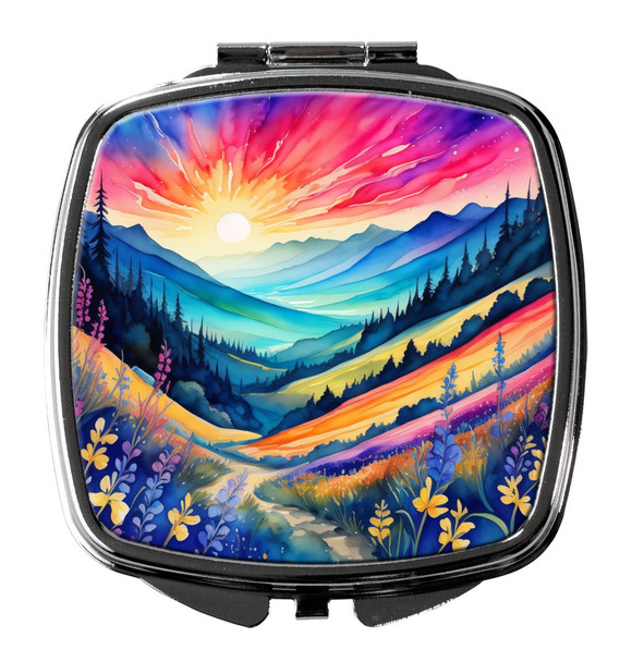Colorful Annual Larkspur Compact Decorative Travel Makeup Mirror product image at NuMercy