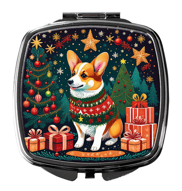 Corgi Christmas Compact Decorative Travel Makeup Mirror product image at NuMercy