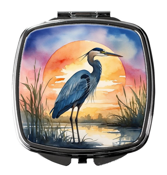 Blue Heron Setting Sun Compact Decorative Travel Makeup Mirror DAC7503 product image at NuMercy