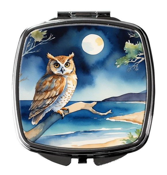 Owl Perched in Coastal Tree Compact Decorative Travel Makeup Mirror DAC7532 product image at NuMercy