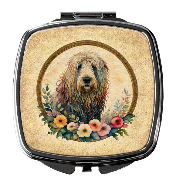 Komondor and Flowers Compact Decorative Travel Makeup Mirror product image at NuMercy