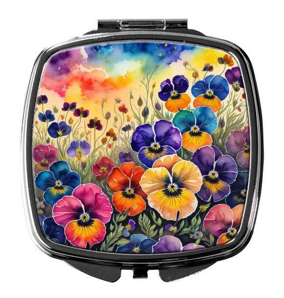 Colorful Pansies Compact Decorative Travel Makeup Mirror product image at NuMercy
