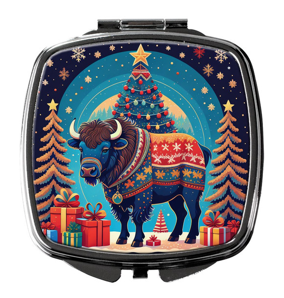 Buffalo Christmas Compact Decorative Travel Makeup Mirror DAC1171 product image at NuMercy