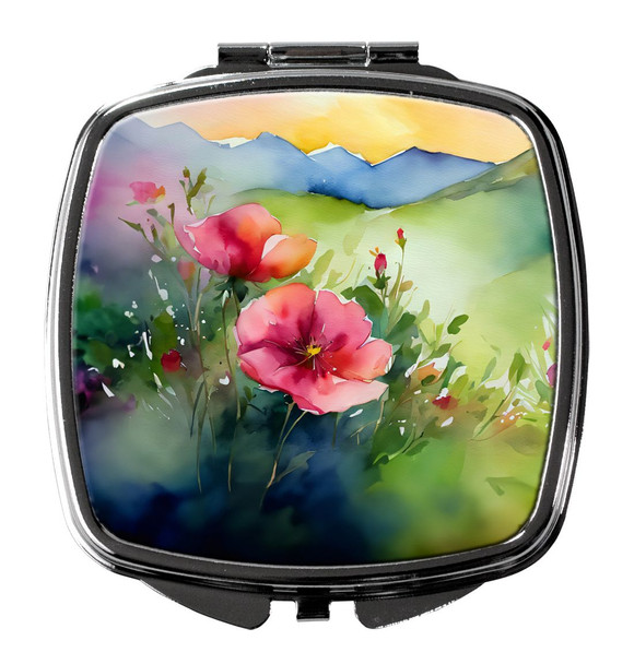 North Dakota Wild Prairie Roses in Watercolor Compact Decorative Travel Makeup Mirror DAC1695 product image at NuMercy