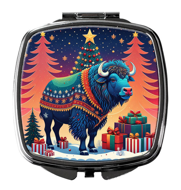 Buffalo Christmas Compact Decorative Travel Makeup Mirror DAC1170 product image at NuMercy
