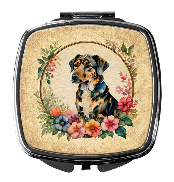 Catahoula Leopard Dog and Flowers Compact Decorative Travel Makeup Mirror product image at NuMercy