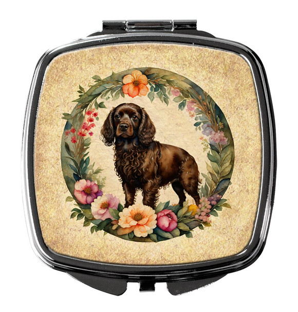 Boykin Spaniel and Flowers Compact Decorative Travel Makeup Mirror product image at NuMercy
