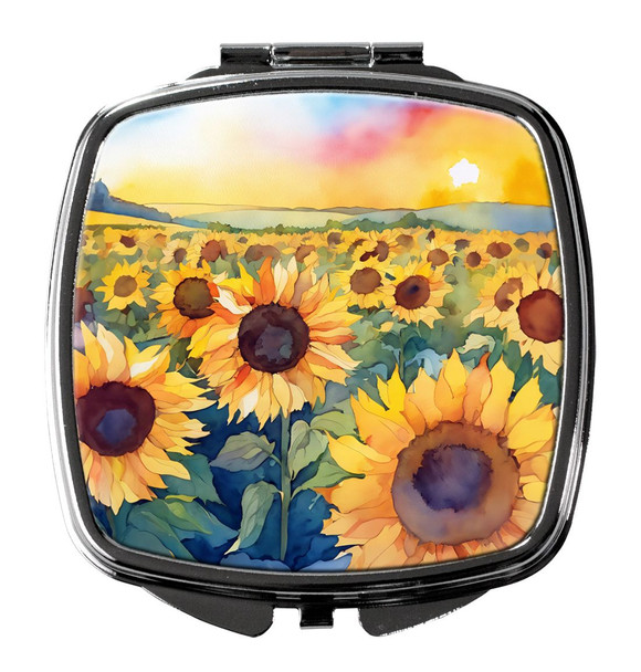 Kansas Sunflowers in Watercolor Compact Decorative Travel Makeup Mirror DAC1653 product image at NuMercy