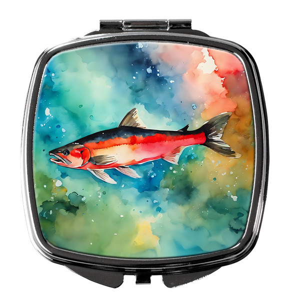 Salmon Compact Decorative Travel Makeup Mirror DAC2817 product image at NuMercy