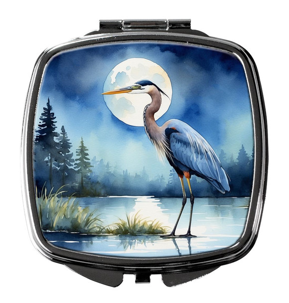 Blue Heron Under the Moonlight Compact Decorative Travel Makeup Mirror DAC7495 product image at NuMercy