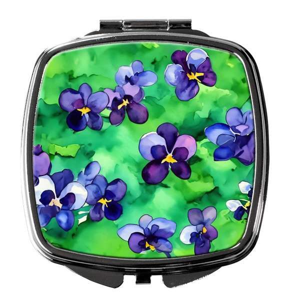 Wisconsin Wood Violets in Watercolor Compact Decorative Travel Makeup Mirror product image at NuMercy