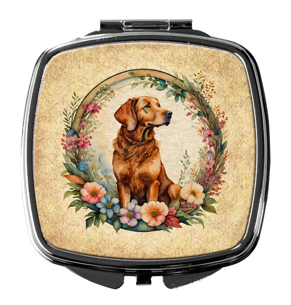 Chesapeake Bay Retriever and Flowers Compact Decorative Travel Makeup Mirror product image at NuMercy