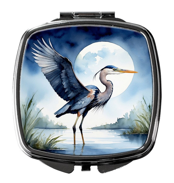 Blue Heron Under the Moonlight Compact Decorative Travel Makeup Mirror DAC7496 product image at NuMercy