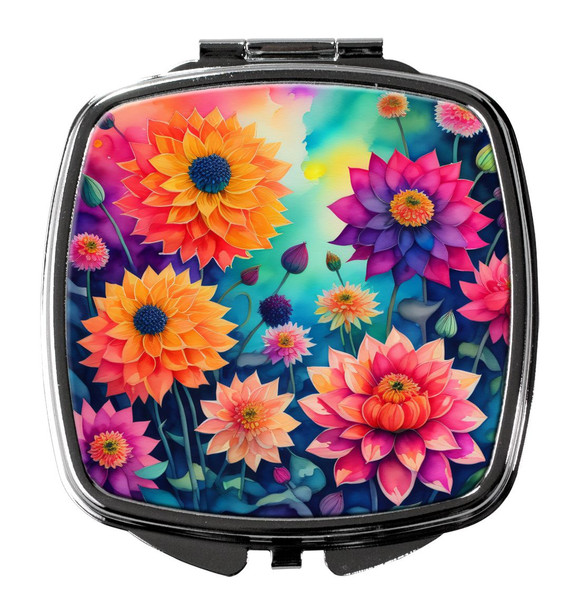 Colorful Dahlias Compact Decorative Travel Makeup Mirror DAC1949 product image at NuMercy